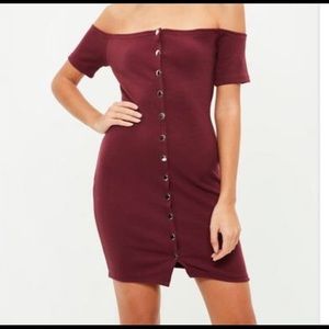 Off the shoulder burgundy dress